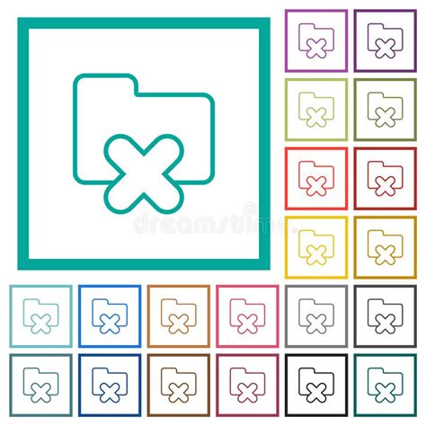 Folder Ok Outline Flat Framed Icons Stock Vector Illustration Of Data