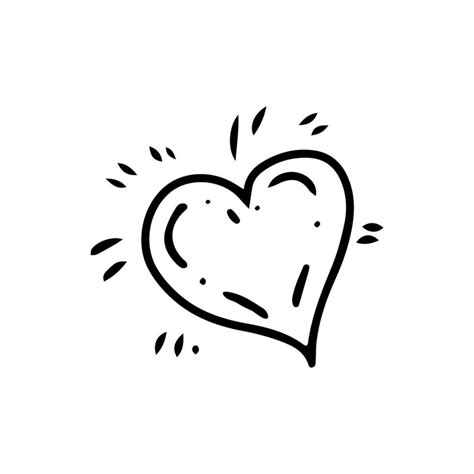 Simple Sketch Line Style Element Doodle Cute Ink Pen Heart On White