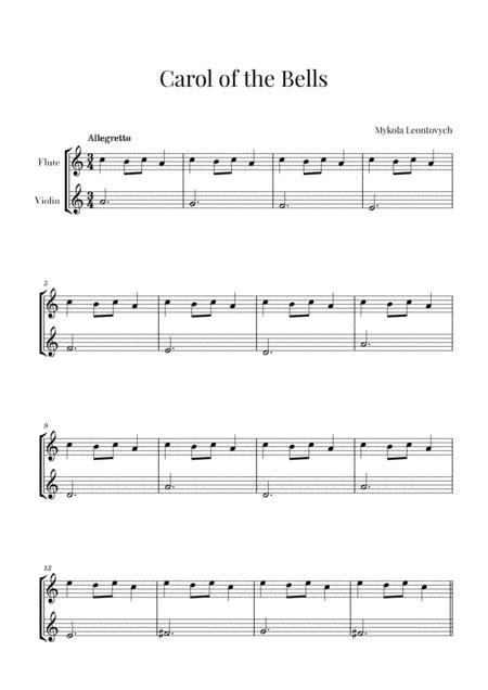 Carol Of The Bells For Flute And Violin Arr Cadenza Editions By