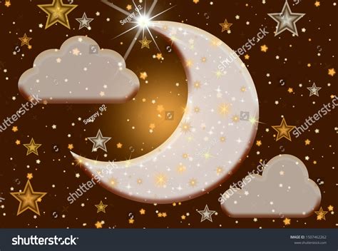 Sky Moon Night Stars Clipart Background Stock Illustration 1507462262 ...