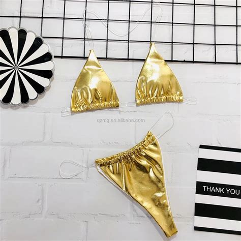 2019 Clear Strap Extreme Micro String Gold Bikini Thong Swimwear Buy Clear Strap Bikini