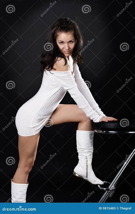 Brunette With A Chair Stock Image Image Of Adult Bare 9815483