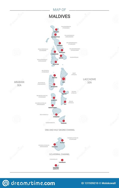 Vector Del Mapa De Maldivas Con El Perno Rojo Ilustración del Vector