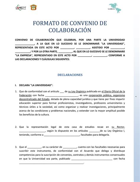 Formato De Convenio De ColaboraciÓn