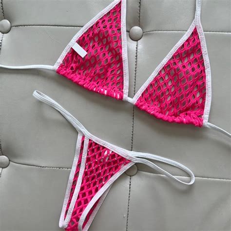 Intimates Sleepwear Barbie Pink And White Rhinestone Embellished Net Bikini Set Sm Poshmark