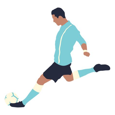 Male Soccer Player Kicking Football Flat PNG & SVG Design For T-Shirts