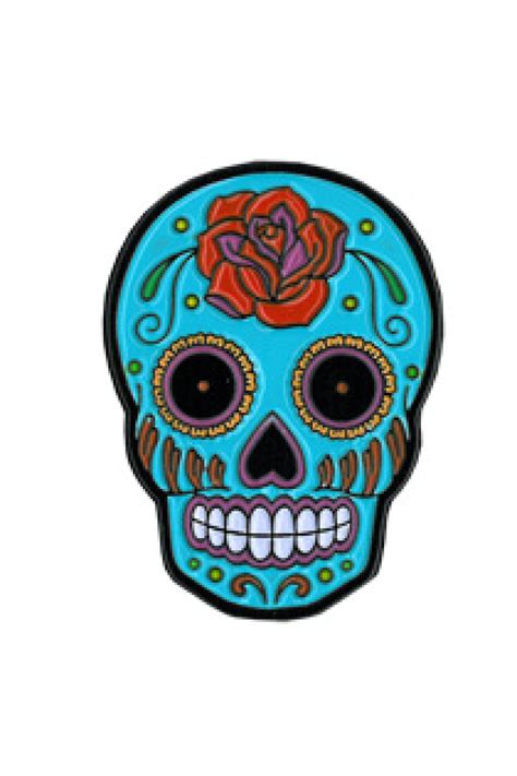 Blue Rose Skull Enamel Pin
