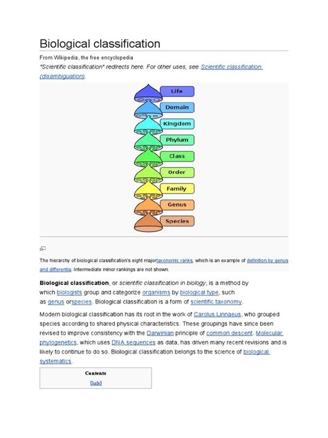 Biological Classification: "Scientific Classification" Redirects Here ...