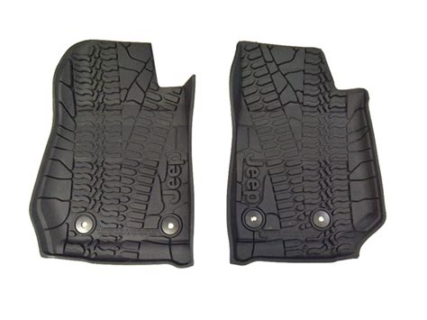 2014-2017 Jeep Wrangler Floor Mats, Jeep Logo, Slush, Front, Black ...