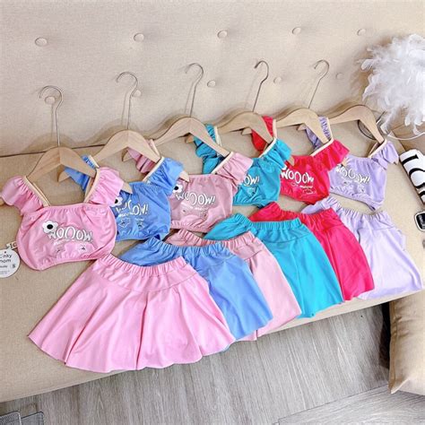 Girls 2 Piece Bikini With Skirt And Protective Pants Girls 2 Piece Fairy Wing Swimsuit Baby