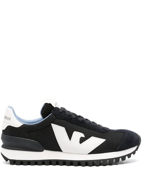 Emporio Armani Logo Patch Panelled Sneakers Farfetch