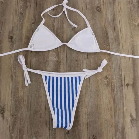 Striped Printed Tot Hot Sexi Teen Xxs Bikini Triangle Swimwear High