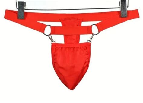 New Men S Sexy Playful Red Hinged Pouch Thong W Enhanced Contoured Pouch Gay Ebay