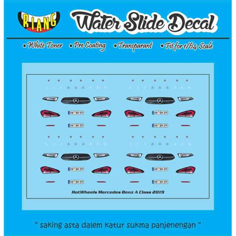 Jual Decal Waterslide Hot Wheels Lampu Mercedes Benz A Class Kota Denpasar Ccnk Garage