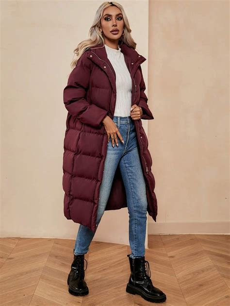 SHEIN LUNE Manteau matelassé à capuche avec poche oblique Mode en