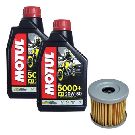 Kit 2 L Oleo Motul 20w50 5000 4t Filtro Oleo Suzuki Yes 125