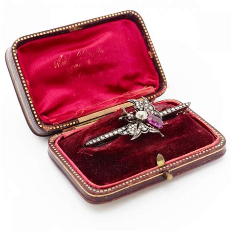 Vintage Rose Cut And Mine Cut Diamond And Ruby Butterfly Brooch Van Rijk