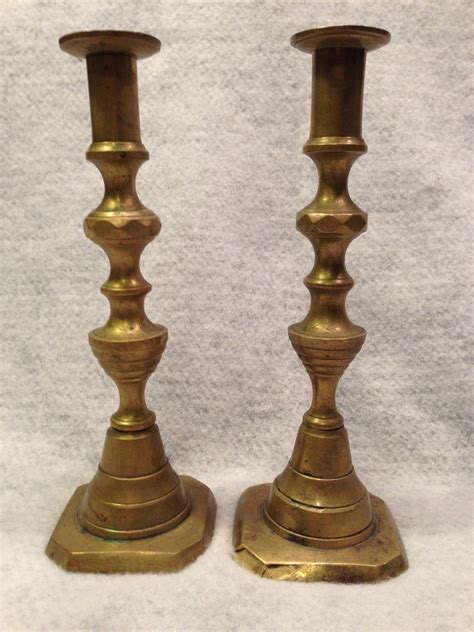 Pair Of Antique Primitive S Brass Push Up Candle Holders Candle