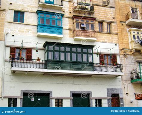 Wooden Maltese Balconies Stock Image Image Of Famous 286315609