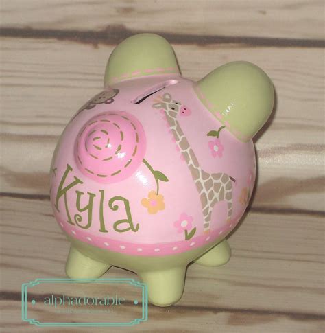 Alphadorable Custom Hand Painted Piggy Banks To Match Jungle Jill Nursery