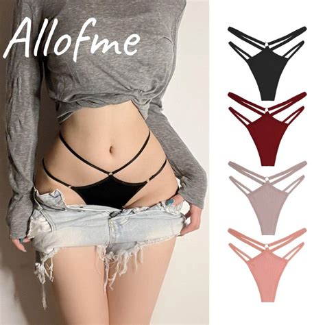 Allofme Women Sexy G String Pure Cotton Thongs Low Waist T Back Panties Bikini Underwear