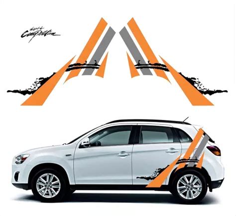 Adesivo Faixa Para Mitsubishi Asx Ralliart Competition 13801 Cor Cinza