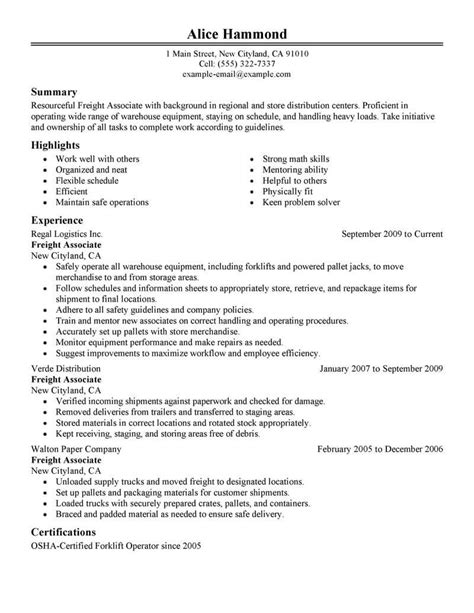 Professional Freight Associate Resume Examples