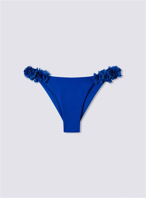 Slip Bikini Brasiliana Con Fiori Applicati Bluette Sport Acquista Online Terranova