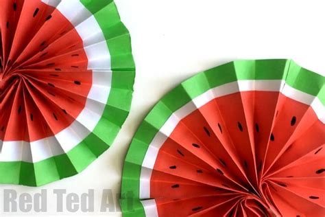 Diy Paper Fan Melon Fans Red Ted Art Kidelp Shop