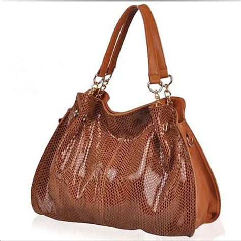 Serpentine Leather Handbags Designer Brand Ladies Luxury Big Vintage Totes Hollow Out Large