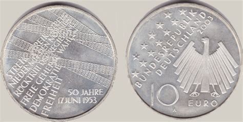 Deutschland 10 Euro 2003 A Volksaufstand 1953 ST MA Shops