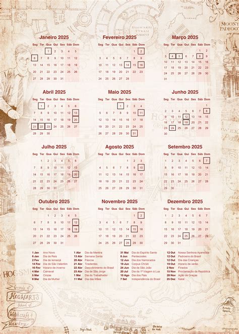 Planner Professor Harry Potter Calendario Professor 2025 - Fazendo a