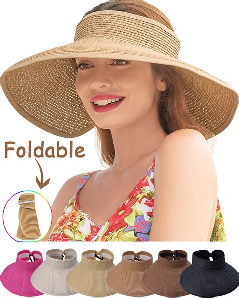 Dalrosia Sun Visors For Women Wide Brim Straw Hat Women Beach Visor