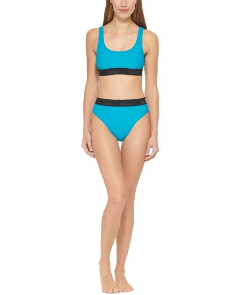 Dkny Womens Blue Logo Bikini Top Couturepoint
