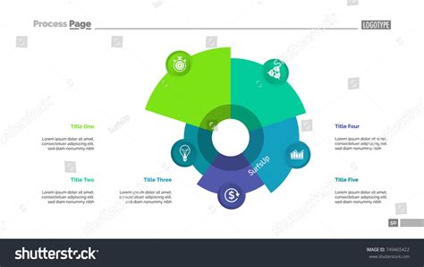 Pie Chart With Five Elements Template Royalty Free Stock Vector