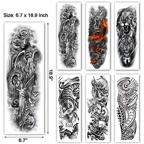 Leoars Extra Temporary Tattoo Black Tattoo Full Arm Sleeve Temporary