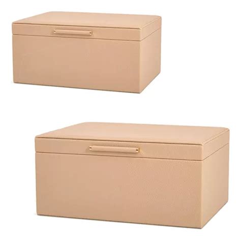 Kit Caixa Decorativa Pequena Grande Corino Nude Porta Joias Frete grátis