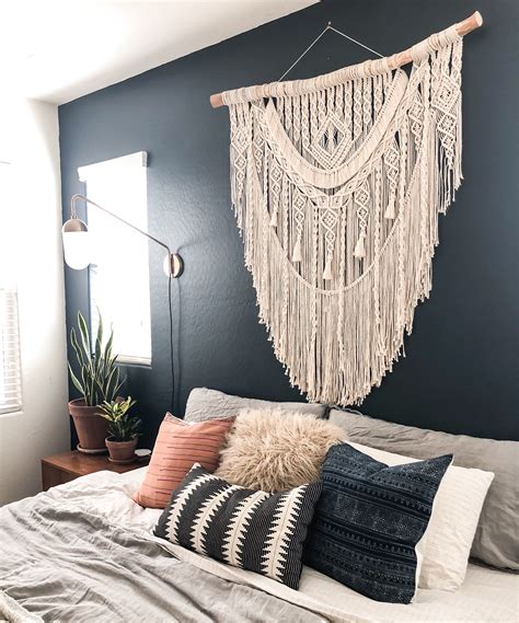 Large Macrame Headboard Bohemian Decor Macrame Detailed Macrame