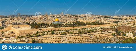 Jerusalem Panorama Metropolitano Mesquita Alaqsa Montada No Templo