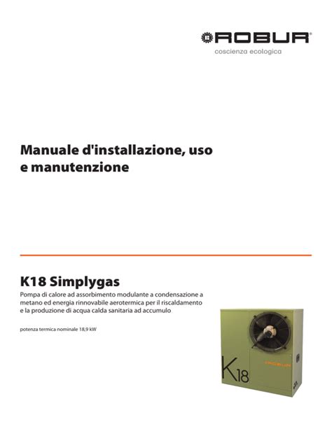 Manuale D Installazione Uso E Manutenzione K18