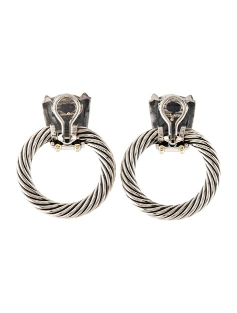 David Yurman Vintage Two-Tone Door-Knocker Earclips - Drop, Earrings