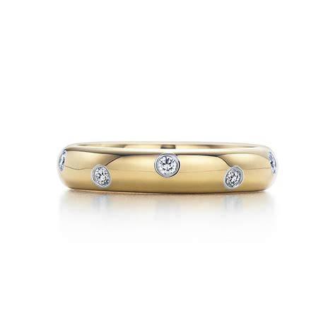 Etoile Band Ring In 18k Gold With Diamonds In Platinum 4 Mm Tiffany