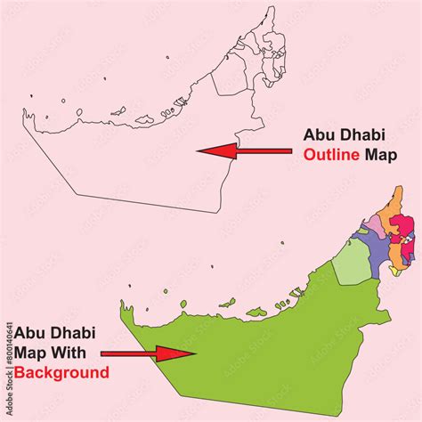 abu Dhabi map vector, outline, political , road, tourist, city, metro ...