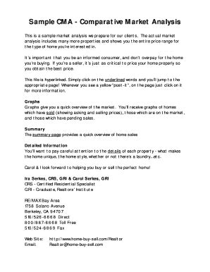 Fillable Online Sample CMA - Comparative Market Analysis Fax Email ...