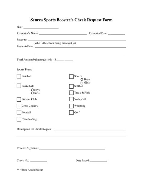 Fillable Online Seneca Sports Boosters Check Request Form Fax Email