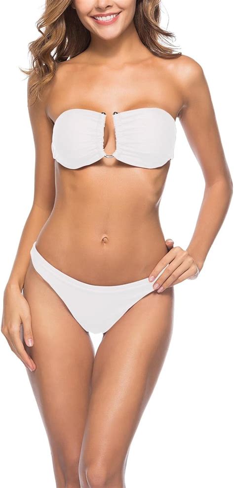 Damen Bikini Push up Sommer Bandeau Trägerlos Rückenfrei Tankini