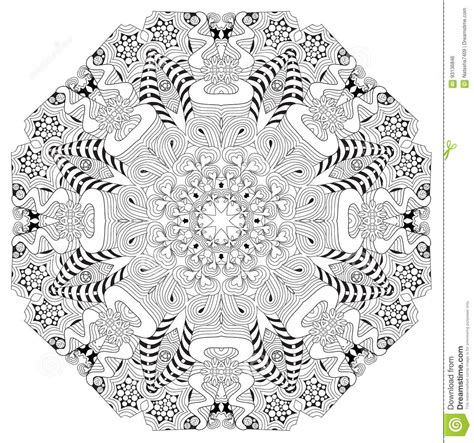 Hand Drawn Zentangle Mandala For Coloring Page Stock Vector