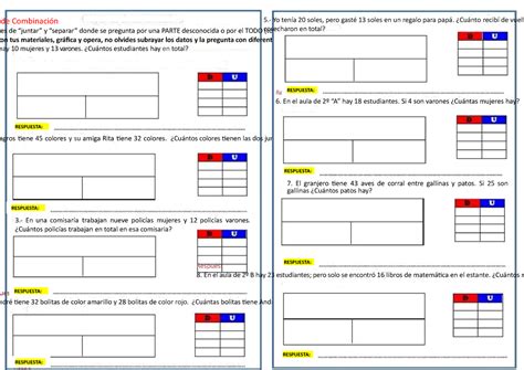 Problemas De Combinacion 1 Y 2 Juntar Y Separar Donde Se Pregunta