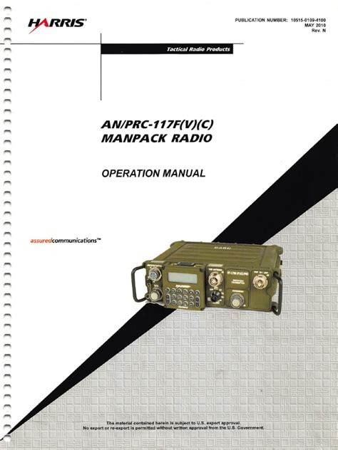 An Prc 117 V C Manpack Radio Operation Manual Pdf Ultra High