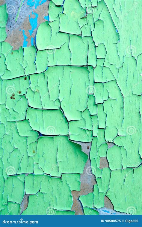 Textura De La Pintura Verde Agrietada En Vieja Superficie Imagen De